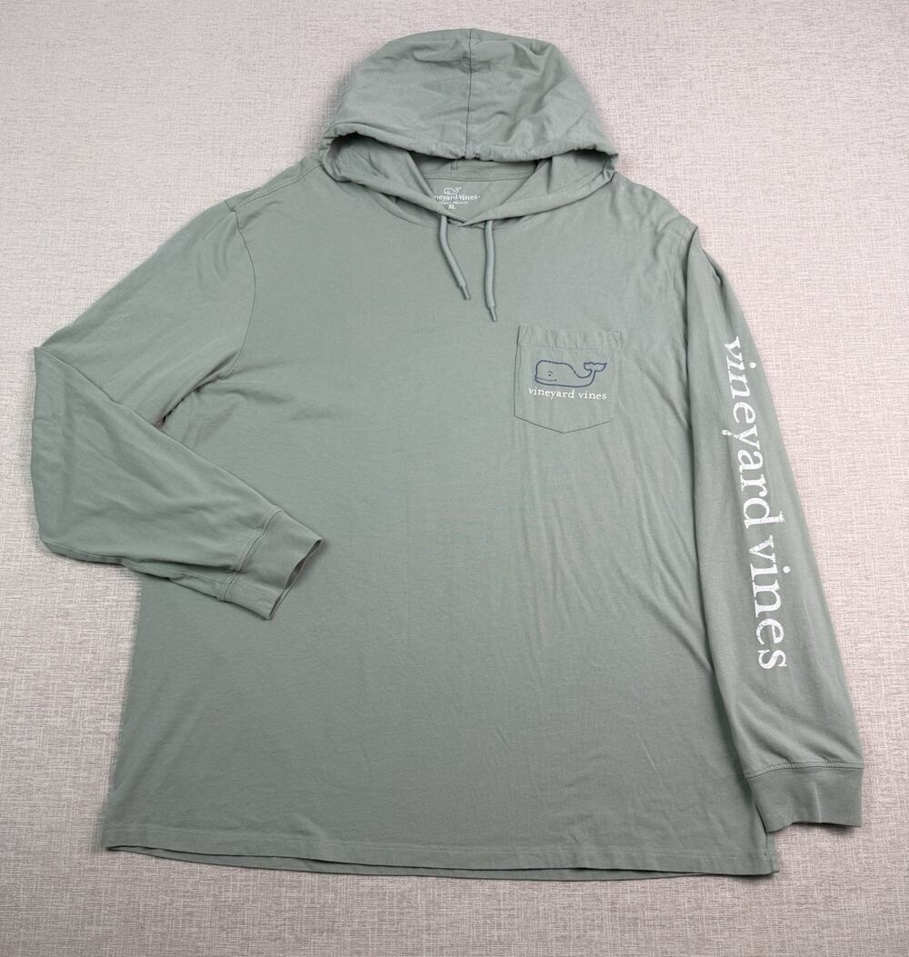 Vineyard Vines Men’s XL Sage Green Whale Graphic Long Sleeve Hooded T-Shirt